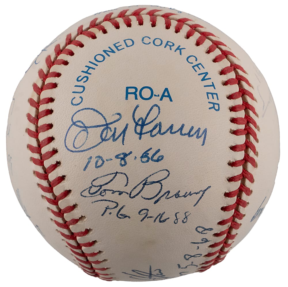 Perfect Game Multi-Signed & Inscribed OAL/Budig Baseball (10) Including Catfish Hunter & Sandy Koufax
