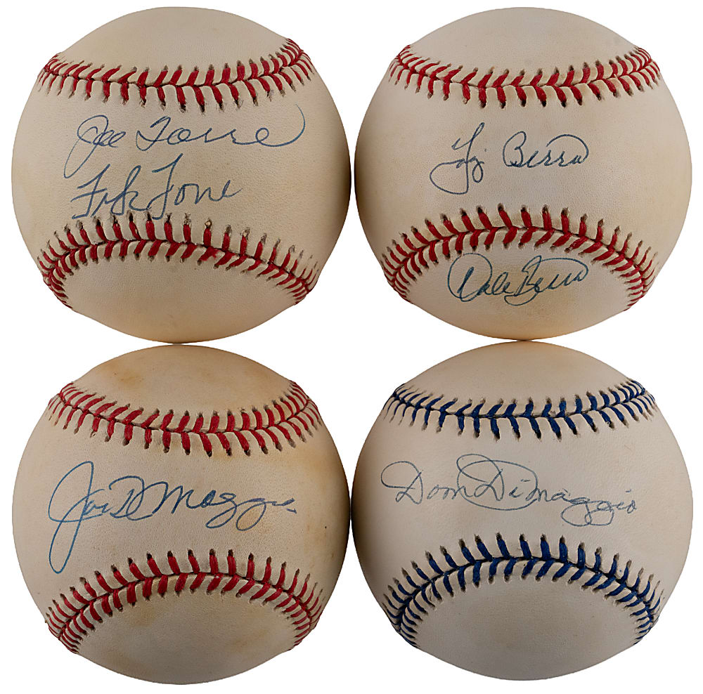 "Family Affair" Signed Baseball Quartet with DiMaggio Brothers, Torre Brothers & Yogi/Dale Berra
