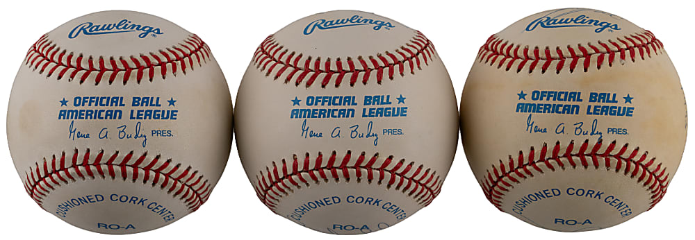New York Yankees Cy Young, No-Hitter & Perfect Game Signed Ball Trio (13 Total Signatures)