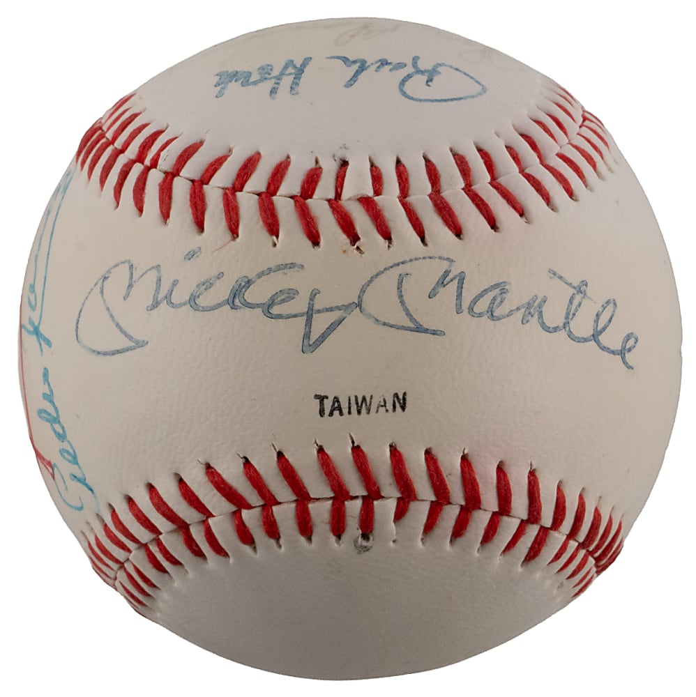 New York Yankees Hall of Famers & Stars Baseball Signed by (9) Including Mickey Mantle - Full JSA LOA