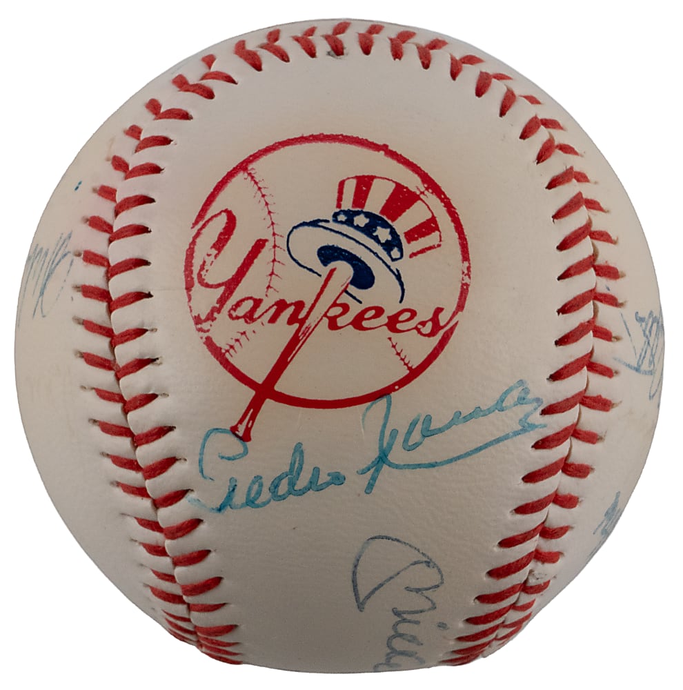 New York Yankees Hall of Famers & Stars Baseball Signed by (9) Including Mickey Mantle - Full JSA LOA