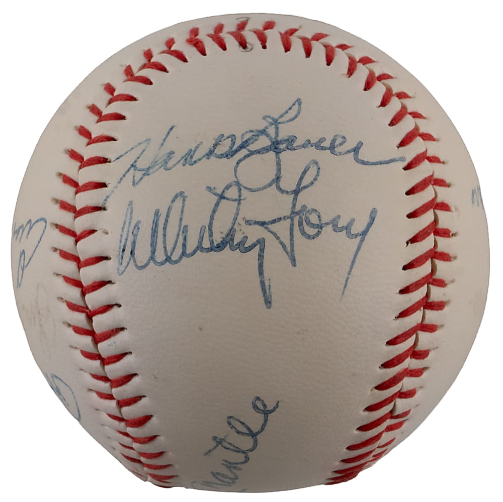 New York Yankees Hall of Famers & Stars Baseball Signed by (9) Including Mickey Mantle - Full JSA LOA