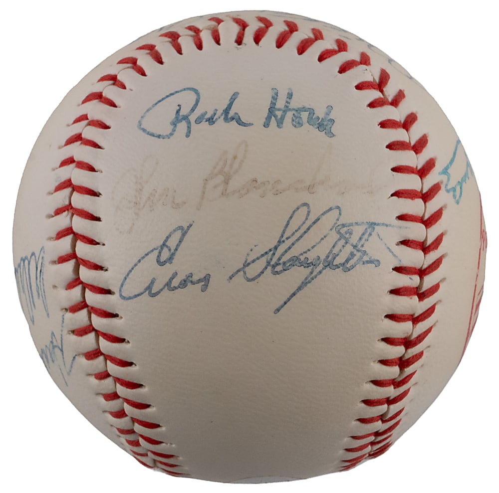 New York Yankees Hall of Famers & Stars Baseball Signed by (9) Including Mickey Mantle - Full JSA LOA