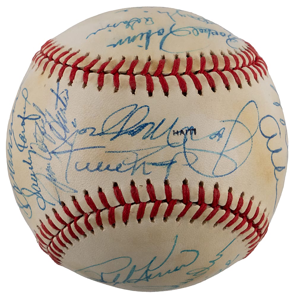 Hall of Fame Weekend Multi-Signed Baseball (22) Including Aaron, DiMaggio, Koufax, Mays & T. Williams - JSA LOA
