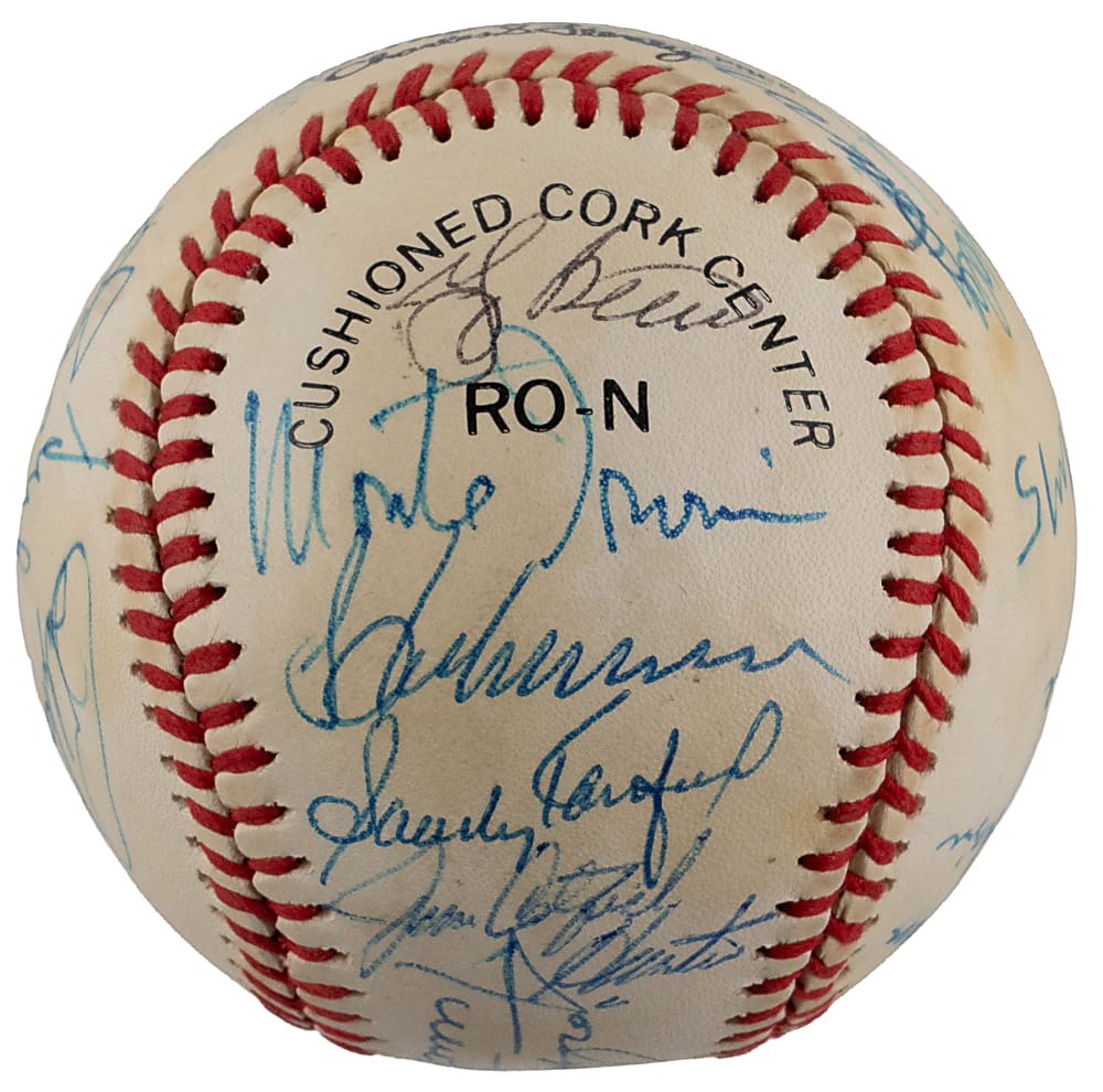 Hall of Fame Weekend Multi-Signed Baseball (22) Including Aaron, DiMaggio, Koufax, Mays & T. Williams - JSA LOA