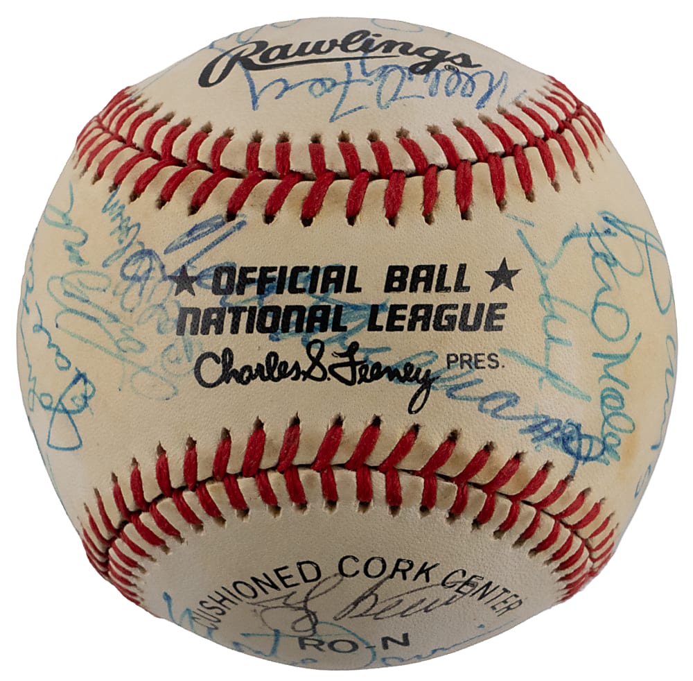 Hall of Fame Weekend Multi-Signed Baseball (22) Including Aaron, DiMaggio, Koufax, Mays & T. Williams - JSA LOA