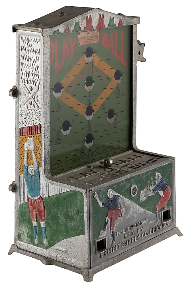 Circa 1920 Exhibit Supply Co. Play Ball Amusement Machine Coin-Operated Countertop Game