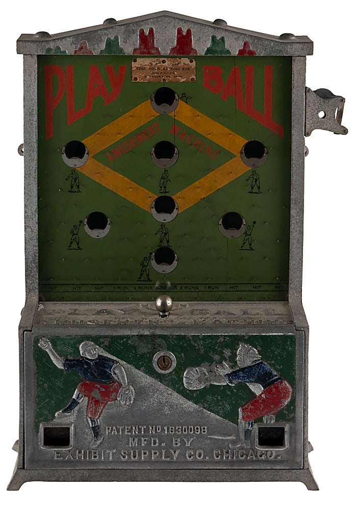 Circa 1920 Exhibit Supply Co. Play Ball Amusement Machine Coin-Operated Countertop Game