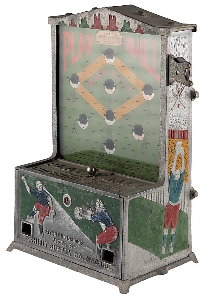 Circa 1920 Exhibit Supply Co. Play Ball Amusement Machine Coin-Operated Countertop Game