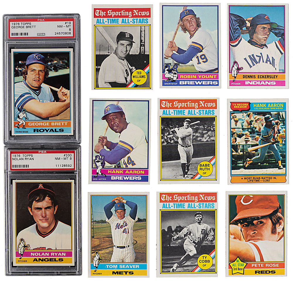 1976 Topps Complete Set (660) Plus Traded Set (44) with PSA NM-MT 8 #19 George Brett & #330 Nolan Ryan