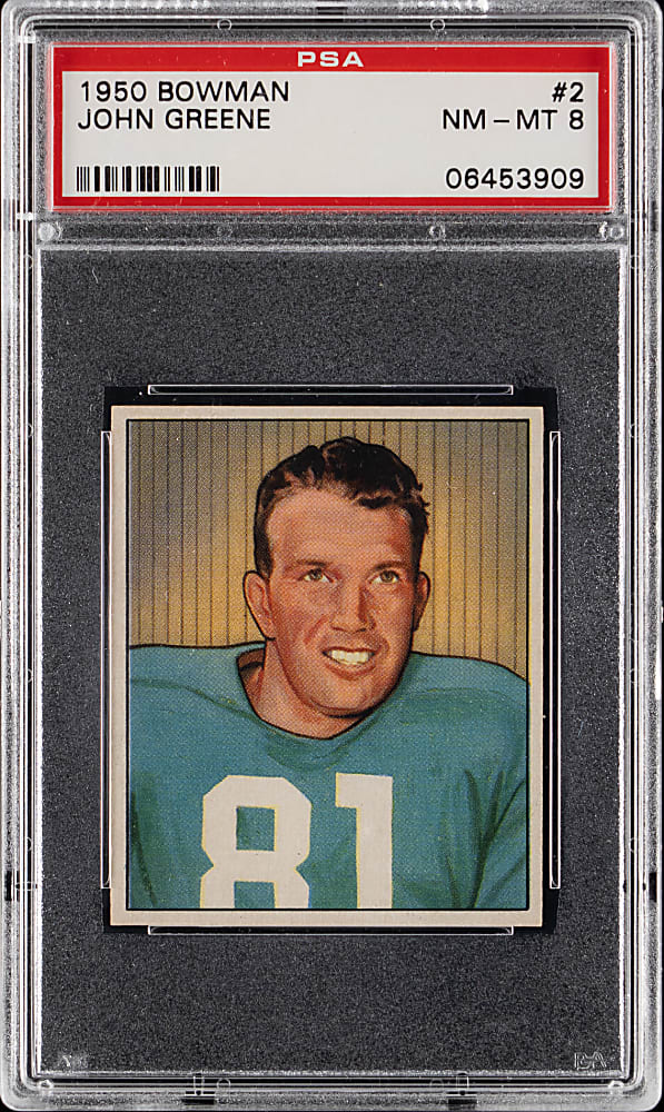 1950 Bowman Football #2 John Greene PSA NM-MT 8 - Only (2) Graded Higher!