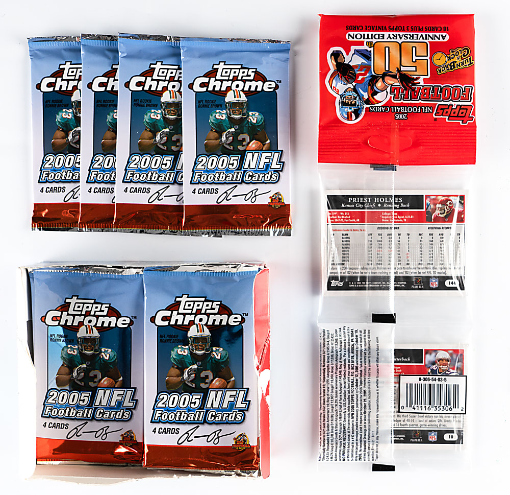 2005 Topps Chrome Football Near Complete Box (23/24) Packs Plus 2005 Topps Football Rack Pack