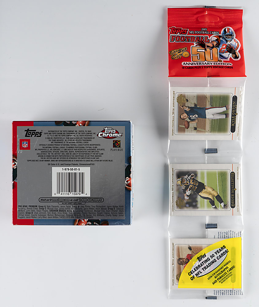 2005 Topps Chrome Football Near Complete Box (23/24) Packs Plus 2005 Topps Football Rack Pack