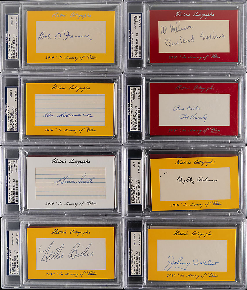 2010 Historic Autographs PSA/DNA Authentic Signed Index Card Collection (54) with (7) #1/1