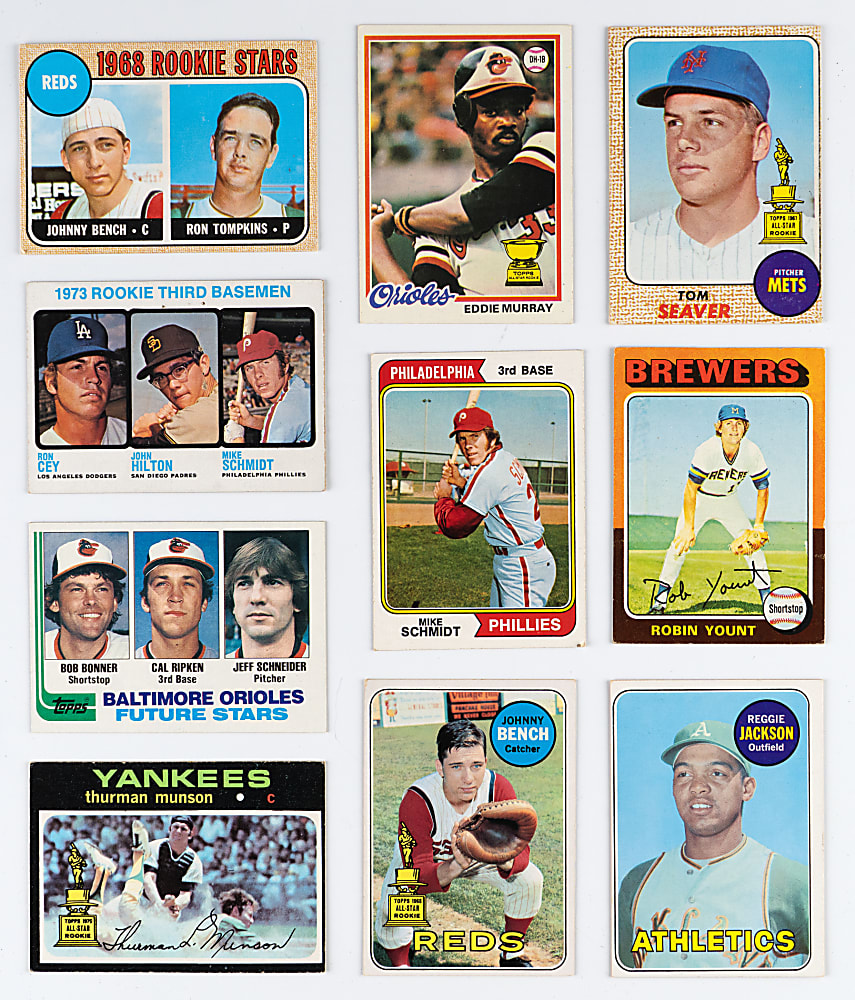 1968-1982 Topps Hall of Fame/Superstar Rookie & Second Year Collection (14) with Bench, R. Jackson & Schmidt Rookies