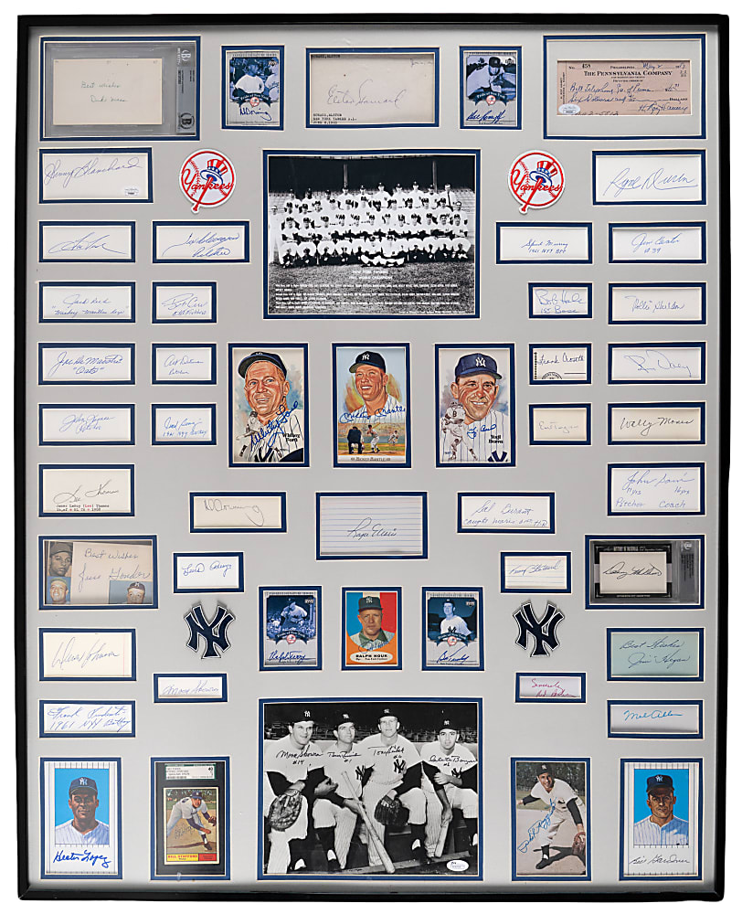 1961 World Champion New York Yankees Display with (52) Signatures Including Mantle, Maris, Maas & Howard