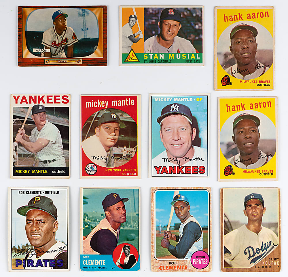 1955-1970 Mostly Topps Shoebox Collection (425) with (60+) Hall of Famers Including (5) Hank Aaron & (3) Mickey Mantle