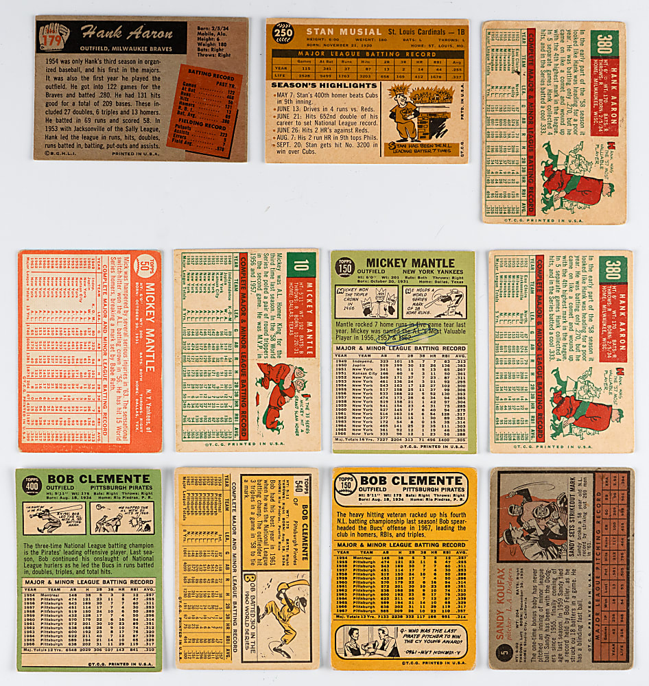 1955-1970 Mostly Topps Shoebox Collection (425) with (60+) Hall of Famers Including (5) Hank Aaron & (3) Mickey Mantle