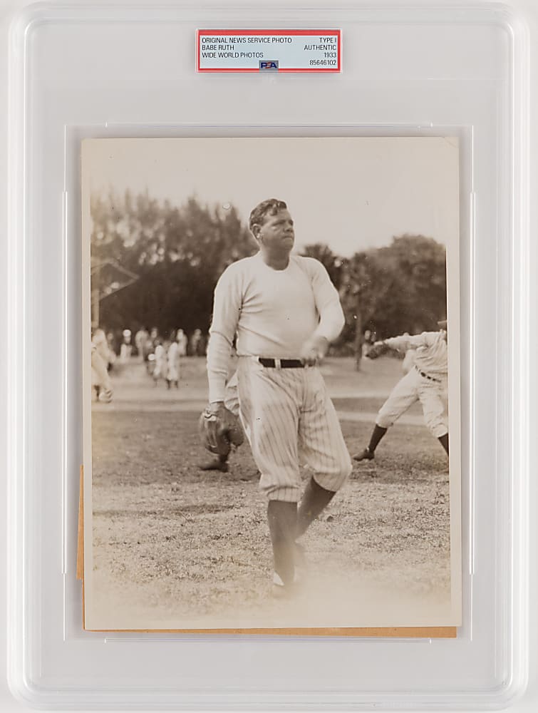 1933 Wide World Photos Babe Ruth Original News Service Photograph - PSA Type 1 Authentic