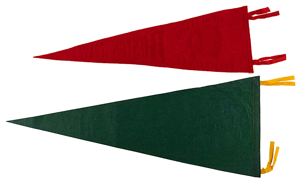 1940s-1950s Multi-Colored Boston & Milwaukee Braves Pennant Pair with National Champs
