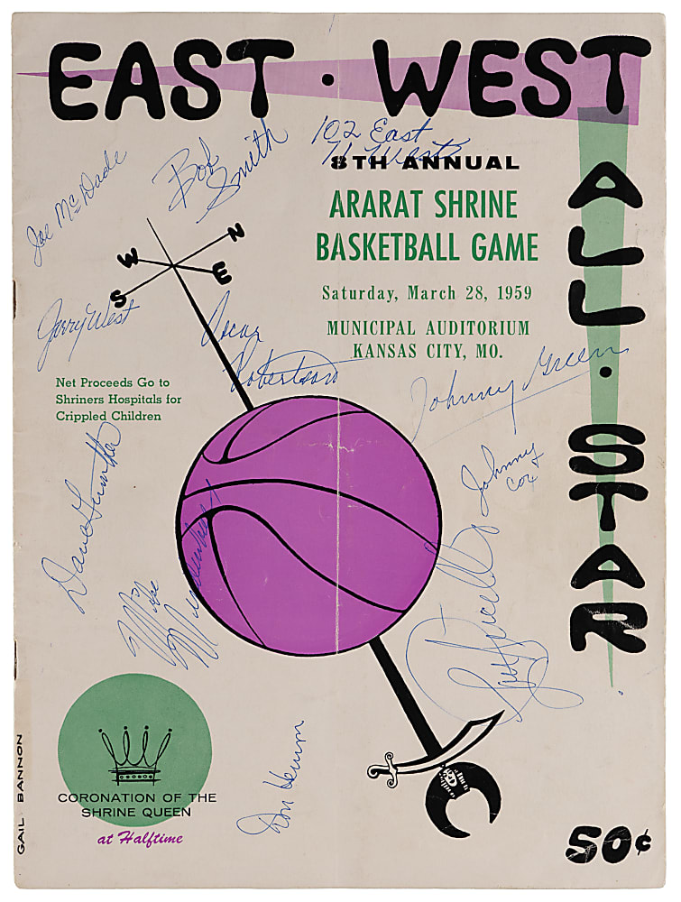 1959 Shriner's East-West All-Star Game Multi-Signed Program with (20) Signatures Including Jerry West, Oscar Robertson Plus Full JSA LOA