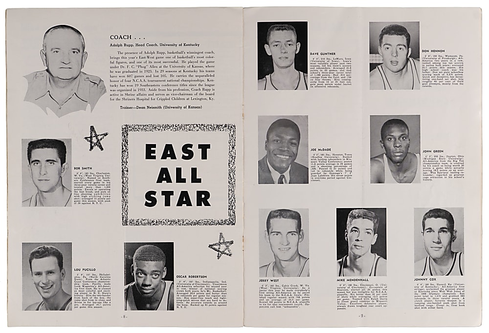 1959 Shriner's East-West All-Star Game Multi-Signed Program with (20) Signatures Including Jerry West, Oscar Robertson Plus Full JSA LOA