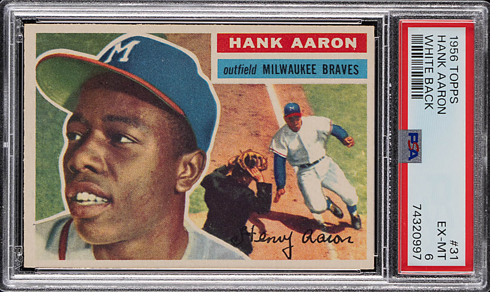 1956 Topps #31 Hank Aaron White Back PSA EX-MT 6