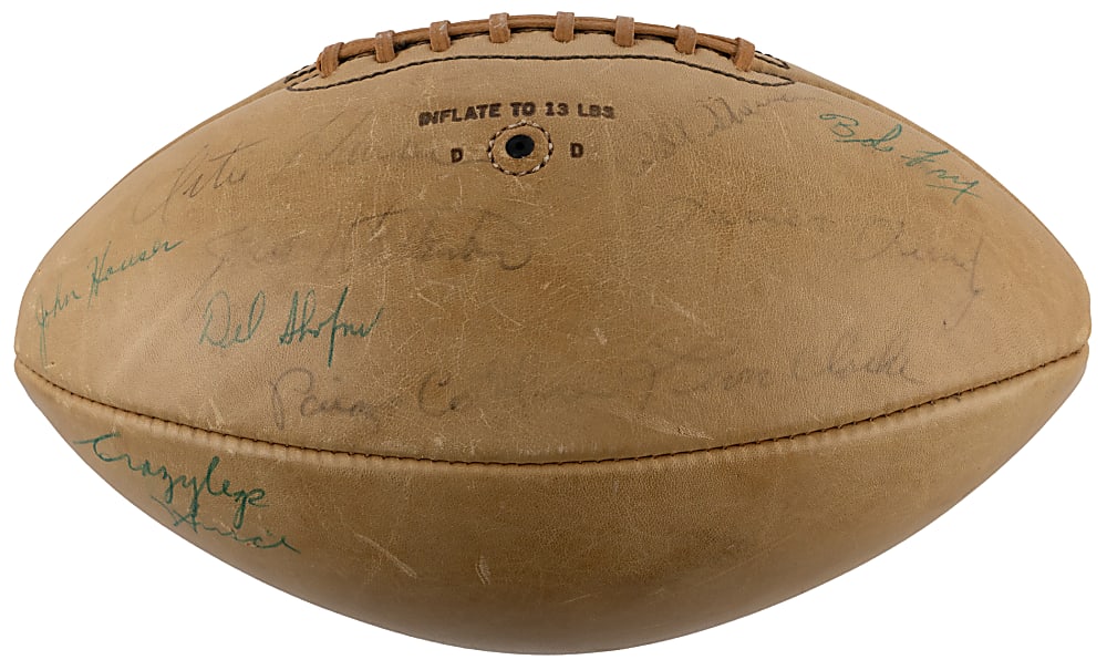 1957 Los Angeles Rams Team-Signed Football with (35) Signatures Including Norm Van Brocklin, Les Richter & Crazy Legs Hirsch