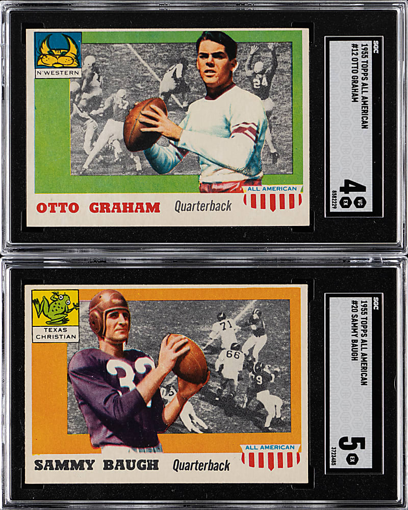 1955 Topps All-American Football #12 Otto Graham SGC VG/EX 4 & #20 Sammy Baugh SGC EX 5 Pair
