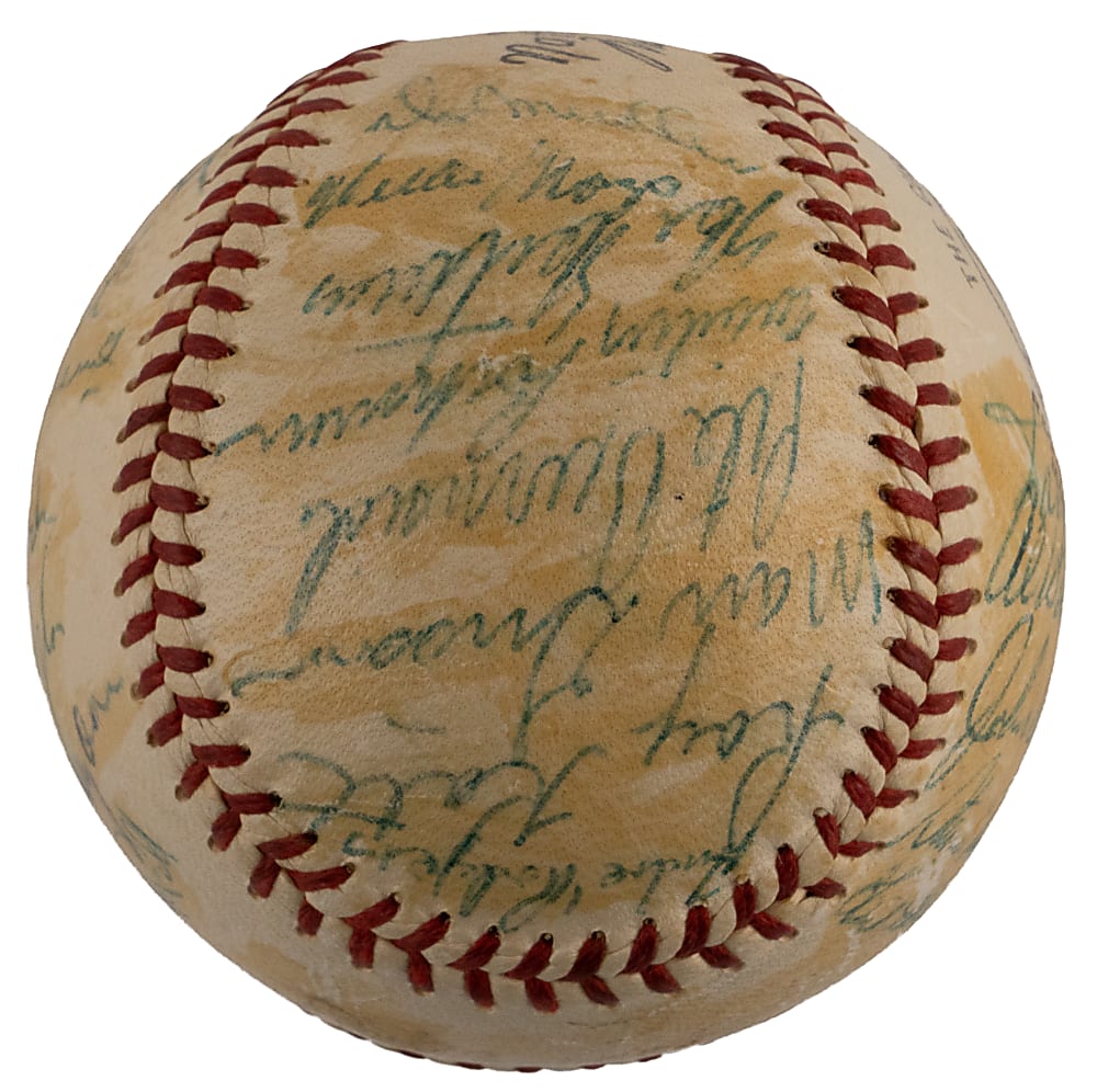 1957 New York Giants Team-Signed ONL/Giles Baseball with (30) Signatures Including Willie Mays - Last Season in New York