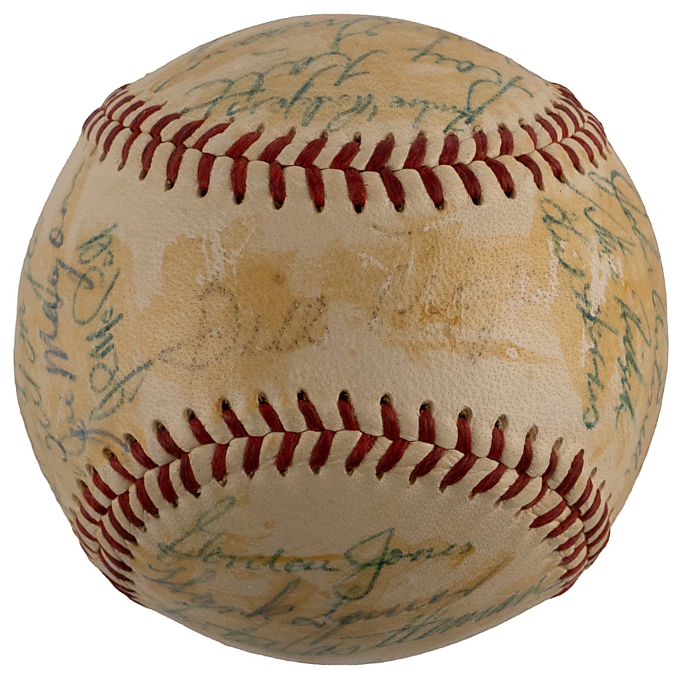 1957 New York Giants Team-Signed ONL/Giles Baseball with (30) Signatures Including Willie Mays - Last Season in New York