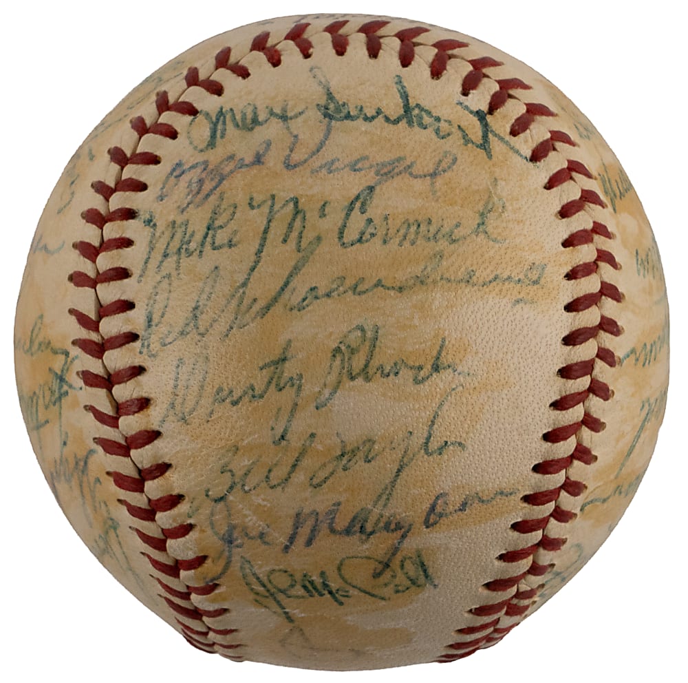 1957 New York Giants Team-Signed ONL/Giles Baseball with (30) Signatures Including Willie Mays - Last Season in New York