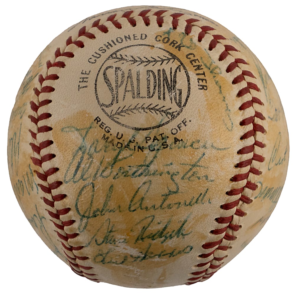 1957 New York Giants Team-Signed ONL/Giles Baseball with (30) Signatures Including Willie Mays - Last Season in New York