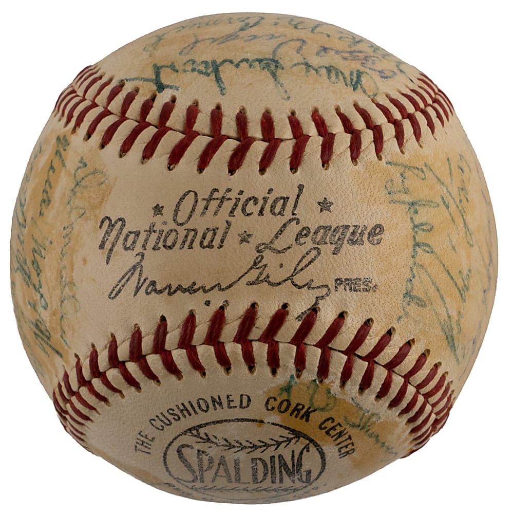 1957 New York Giants Team-Signed ONL/Giles Baseball with (30) Signatures Including Willie Mays - Last Season in New York