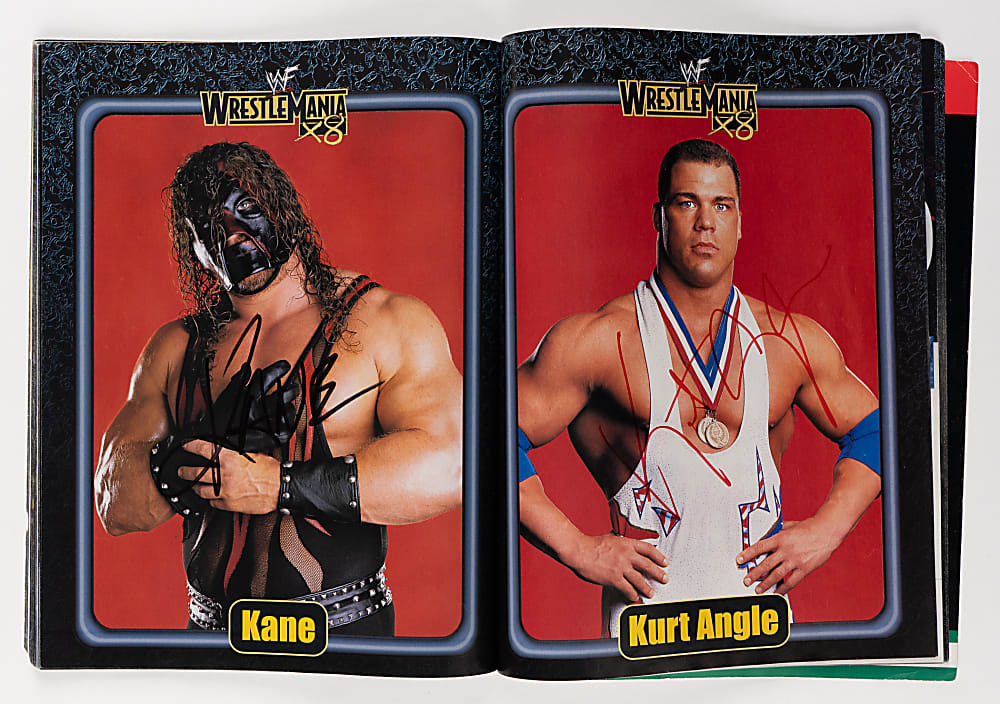2002 Wrestlemania X8 Multi-Signed Program with (45) Signatures Including Vince McMahon, The Undertaker, Chris Benoit, Brock Lesnar, Kurt Angle - Loaded!