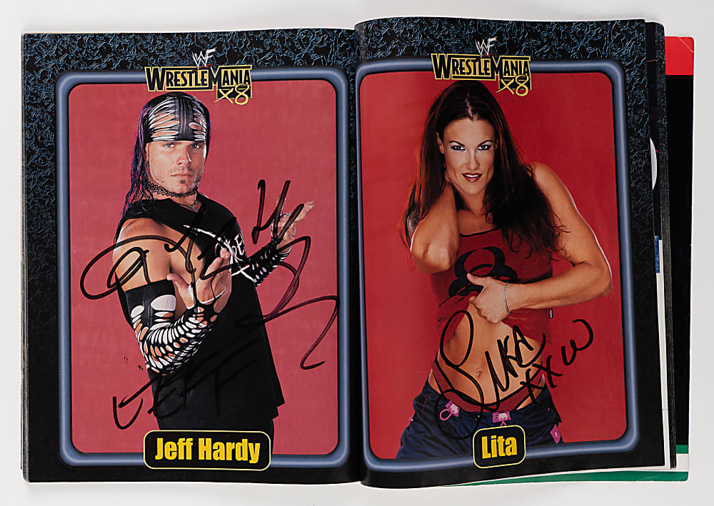 2002 Wrestlemania X8 Multi-Signed Program with (45) Signatures Including Vince McMahon, The Undertaker, Chris Benoit, Brock Lesnar, Kurt Angle - Loaded!