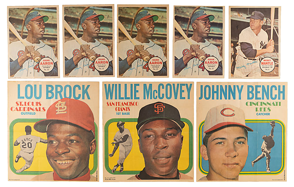 1968 & 1970 Topps Posters Collection (104) Total with (2) Complete Sets with (46) Total Hall of Famers Including (5) Aaron, (4) Mantle & (3) Clemente