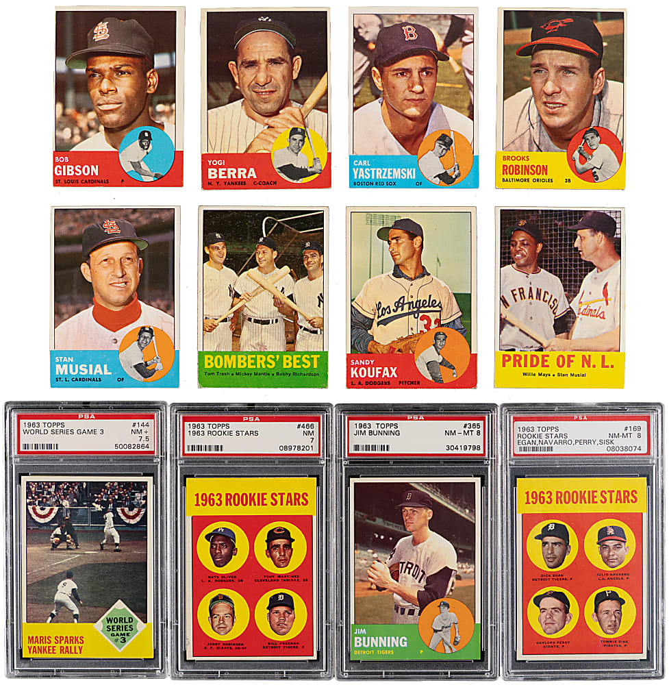 1963 Topps Near Complete Set (480/576) Plus Both #54 Dave DeBusschere Variations with (28) PSA NM 7 to NM-MT 8 - Clean!