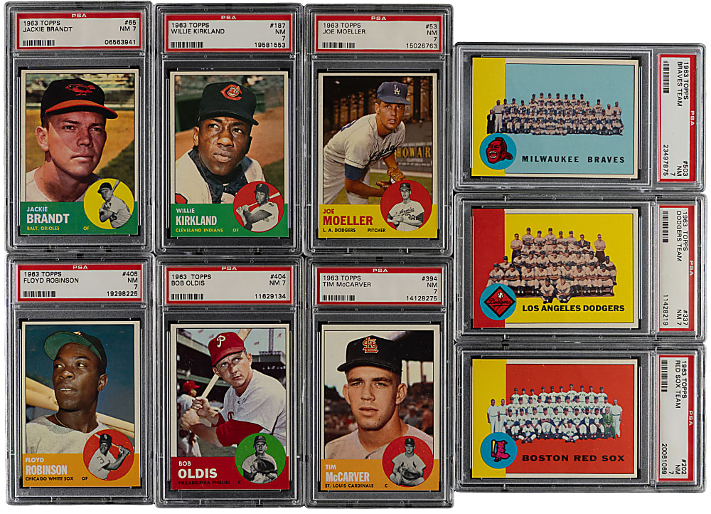 1963 Topps Near Complete Set (480/576) Plus Both #54 Dave DeBusschere Variations with (28) PSA NM 7 to NM-MT 8 - Clean!