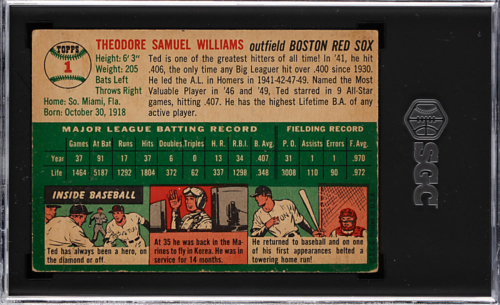 1954 Topps #1 Ted Williams SGC EX 5