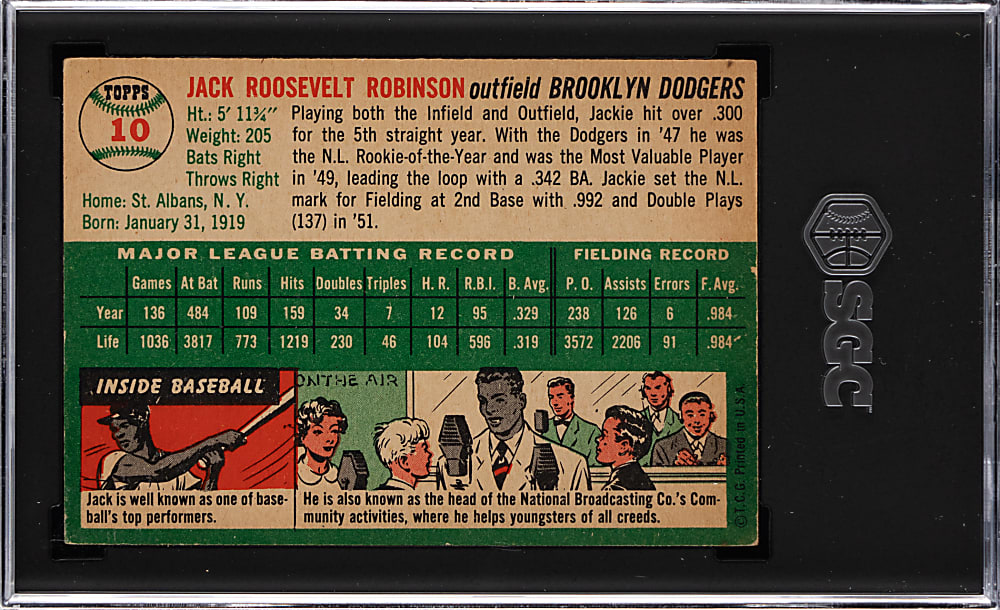 1954 Topps #10 Jackie Robinson SGC VG/EX+ 4.5