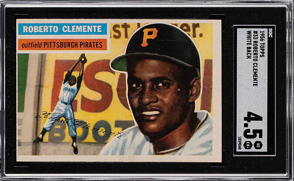 1956 Topps #33 Roberto Clemente White Back SGC VG/EX+ 4.5
