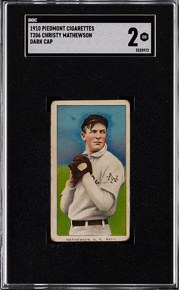 1909-1911 T206 White Border Christy Mathewson Dark Cap SGC GOOD 2