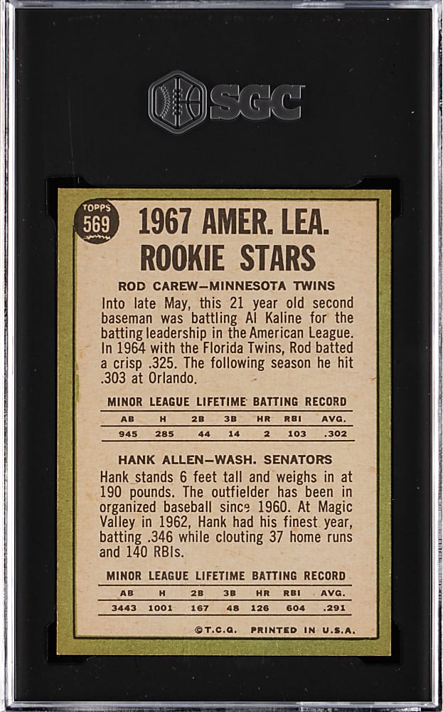 1967 Topps #569 Rod Carew Rookie High Number SGC NM+ 7.5