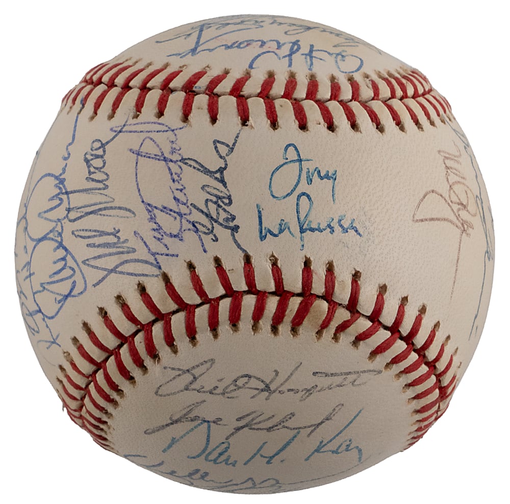 1990 American League Champions Oakland Athletics Team-Signed World Series Baseball with (29) Signatures Including McGwire, Canseco, R. Henderson Plus Full PSA LOA