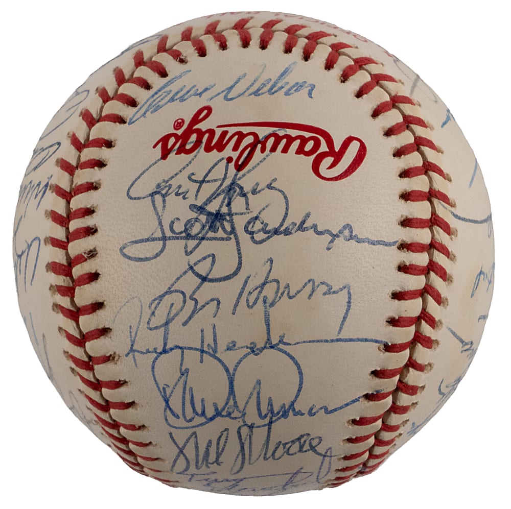 1990 American League Champions Oakland Athletics Team-Signed World Series Baseball with (29) Signatures Including McGwire, Canseco, R. Henderson Plus Full PSA LOA