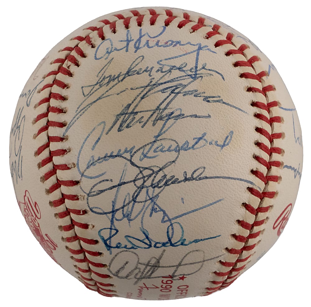 1990 American League Champions Oakland Athletics Team-Signed World Series Baseball with (29) Signatures Including McGwire, Canseco, R. Henderson Plus Full PSA LOA