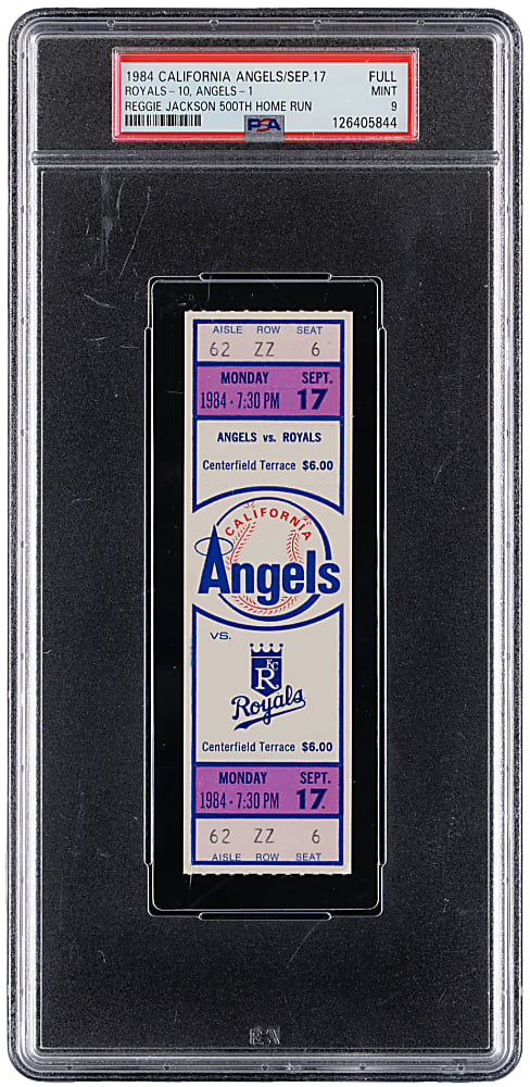 September 17, 1984 Reggie Jackson 500th Career Home Run Full Ticket PSA MINT 9