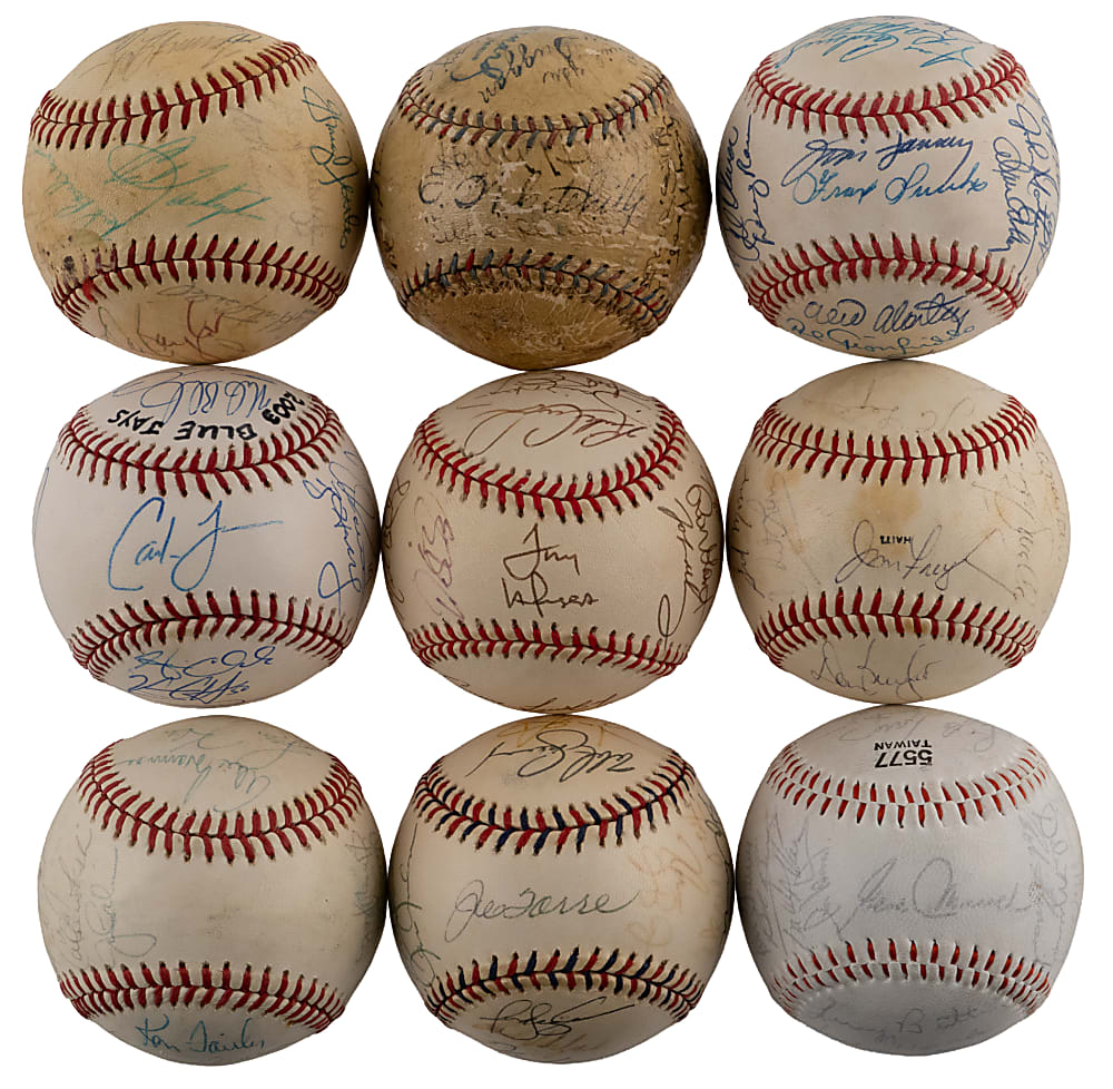 1920s-2000s Team-Signed Baseball Balance of Collection (9) with 1998 St. Louis Cardinals, 1979 Tour of Japan & (3) All-Star Teams