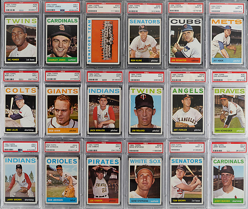 1964 Topps PSA MINT 9 Collection (73) with (6) Highest Graded from #24 PSA Registry Set Break